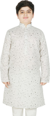 SG YUVRAJ Boys Printed Straight Kurta(Grey)