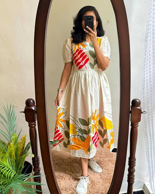 vedika fashion Women A-line White Below Knee Dress