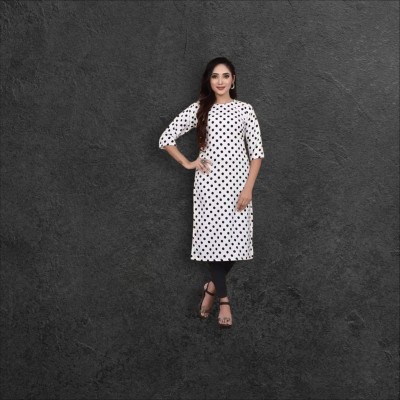 NISHA APEX Women Printed A-line Kurta(White)