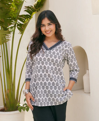 SHIV COLLECTION Women Printed A-line Kurta(White)