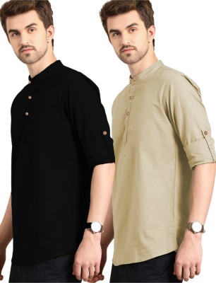 Vida Loca Men Solid Straight Kurta(Beige)