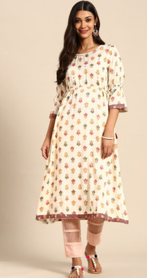 CRAFTED FOR YOU Women Printed A-line Kurta(White)