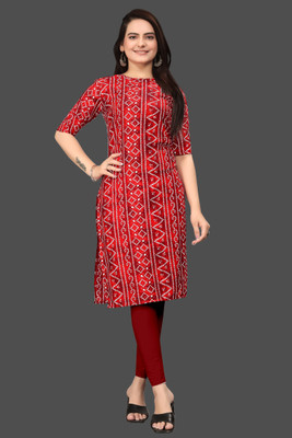 Tashvi Creation Women Printed Straight Kurta(Red)
