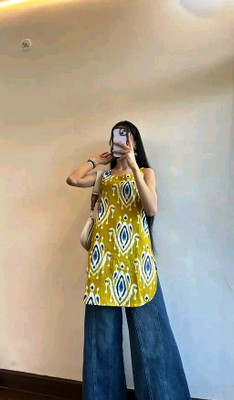 AG's Active Women Printed A-line Kurta(Yellow)