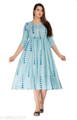 DADIYA Women Printed Anarkali Kurta(Light Blue)
