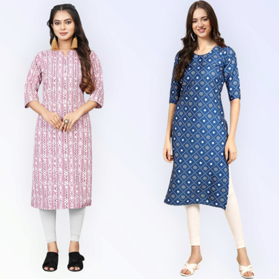 HouseOfCommon Women Printed Straight Kurta(Multicolor)