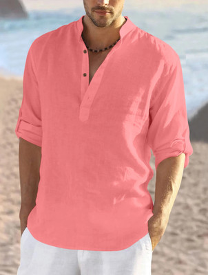SHOPYCLICK Men Solid Straight Kurta(Pink)