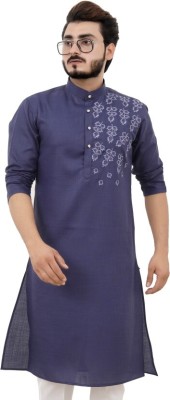 AARTI Men Embroidered A-line Kurta(Blue)