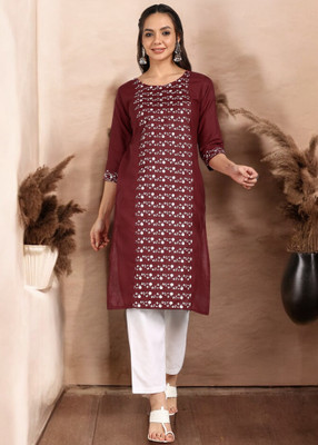 VINH FASHION Women Embroidered A-line Kurta(Multicolor)