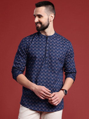 ANOUK Men Printed Straight Kurta(Blue)