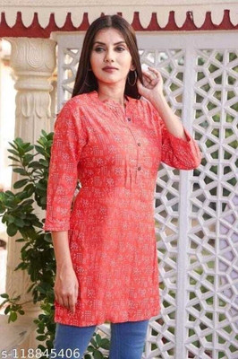 AARTI FASHION Women Printed Straight Kurta(Red)