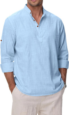 ZIRPIX Men Solid Straight Kurta(Light Blue)