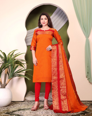 CynorFab Women Self Design, Woven Design, Embellished Anarkali Kurta(Orange)