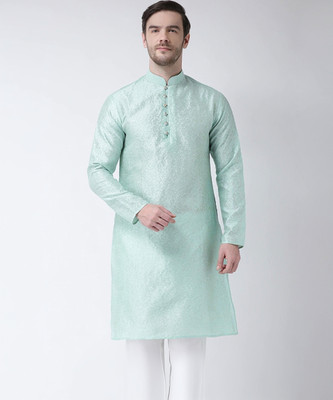 SG LEMAN Men Printed Straight Kurta(Light Blue)
