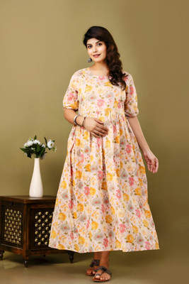 Khoj Bagda Women Floral Print Anarkali Kurta(Multicolor)