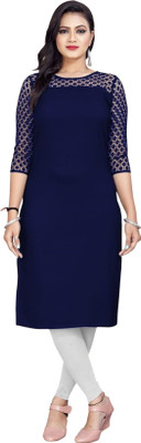 Maheshvi Women Solid Straight Kurta(Dark Blue)