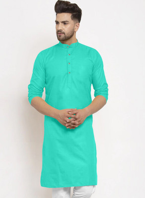 HET ENTERPRISE Men Solid A-line Kurta(Green)