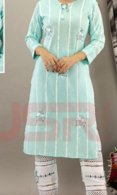 harcollection Women Embroidered A-line Kurta(Light Blue)