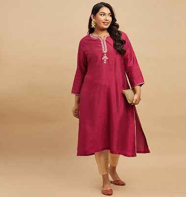 Big Hello Women Printed Ethnic Dress Kurta(Maroon)