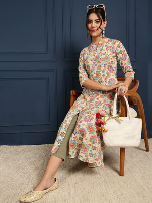 Gulmohar Jaipur Women Printed Straight Kurta(Multicolor)