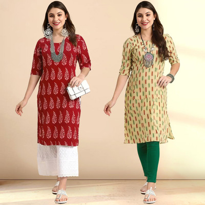 1 Stop Fashion Women Printed A-line Kurta(Multicolor)
