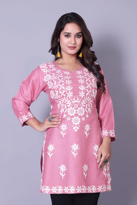 MAAIMPEX Women Chikan Embroidery A-line Kurta(Multicolor)