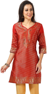 Meher Impex Women Self Design A-line Kurta(Red)