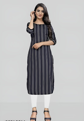 SHREE INFINITY EXPORT Women Printed A-line Kurta(Black)