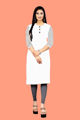 Coft Women Solid Straight Kurta(White)