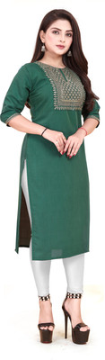 Jayshree Fab Women Embroidered A-line Kurta(Green)