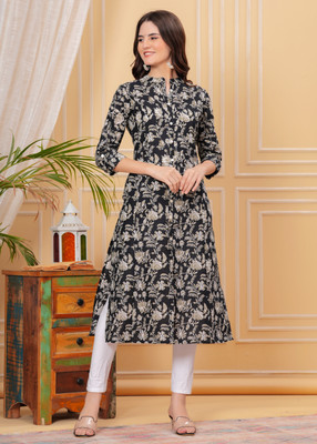 HouseOfCommon Women Floral Print A-line Kurta(Multicolor)