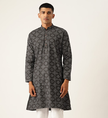 ARMAAN ETHNIC Men Printed Straight Kurta(Black)