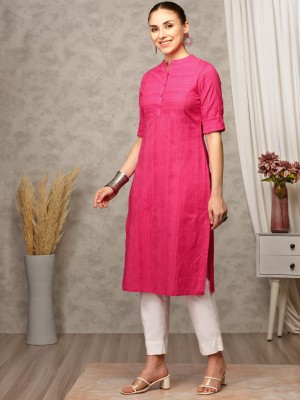 anubhutee Women Solid Straight Kurta(Pink)