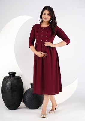 Rp Rosy Pink Women Embroidered Anarkali Kurta(Maroon)