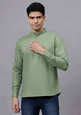 LENIA Men Solid A-line Kurta(Light Green)
