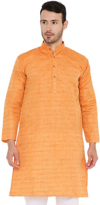 MAHARAJA Men Solid Straight Kurta(Orange)