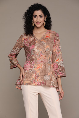 aarke Ritu Kumar Women Floral Print Tunic Kurta(Brown)