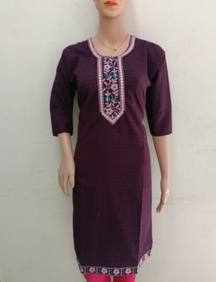 Josh Women Embroidered Straight Kurta(Purple)