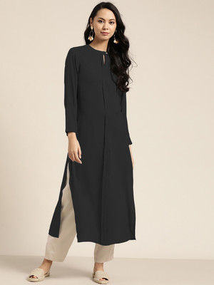 Nitya Priya Women Solid A-line Kurta(Black)
