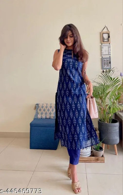 BIBHATSU Women Printed Ethnic Dress Kurta(Blue)