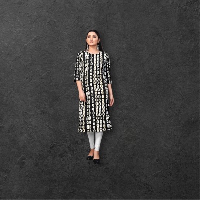 MANTRA DESIGNER Women Printed Straight Kurta(Black)