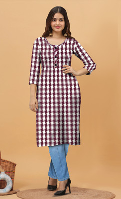 HouseOfCommon Women Solid Straight Kurta(Maroon)