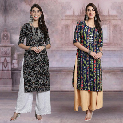 Moda Rapido Women Printed Straight Kurta(Multicolor)