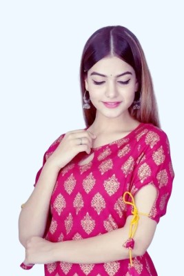 KGNfashion Women Printed A-line Kurta(Pink)