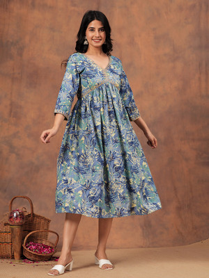 Lakshay Fashion Women Embroidered Anarkali Kurta(Multicolor)