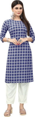 MARIDI FASHION Women Printed Straight Kurta(Blue)