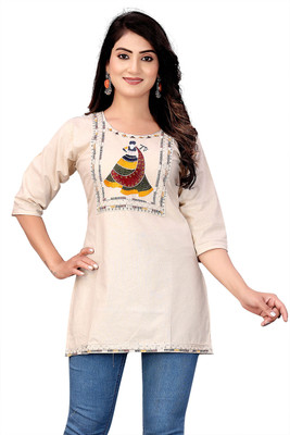 SAMRIDDH ENTERPRISE Women Printed Straight Kurta(Beige, Multicolor)