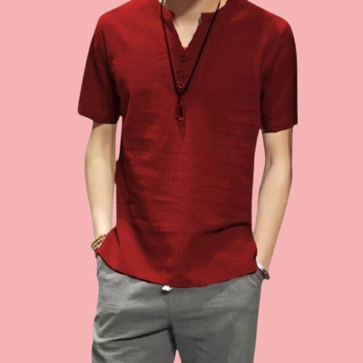 SuperTrend Men Embroidered Straight Kurta(Maroon)