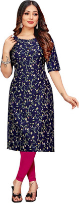 rhd Women Printed A-line Kurta(Blue)