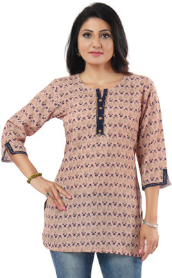 Divastri Women Printed Straight Kurta(Beige)